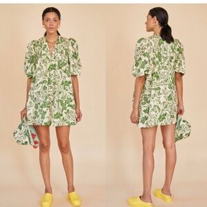 Hunter Bell Jenkins Green and Cream Floral Mini Dress Size Medium